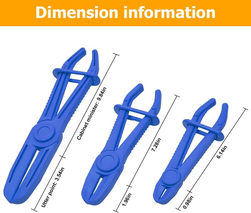 zipelo Hose Clamp Pliers, 6 Pack 3 Size Line Pinch Clamps Set, Plastic Hose Pinching Off Pliers for Automotive Radiator, Brake, Gas, Coolant Hoses and Fuel Lines, Vehicle Tools Car Accessories (Blue) - Image 2